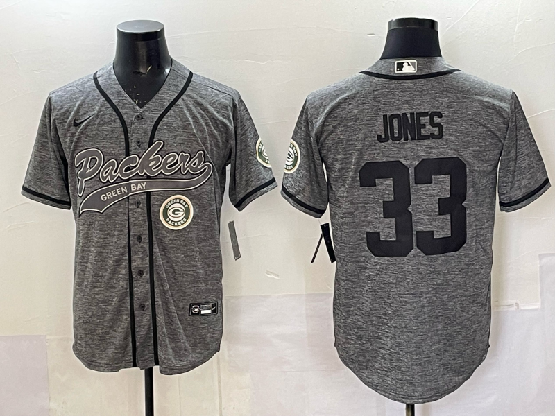 Men Green Bay Packers #33 Jones grey Nike NFL 2025 jersey 01->green bay packers->NFL Jersey